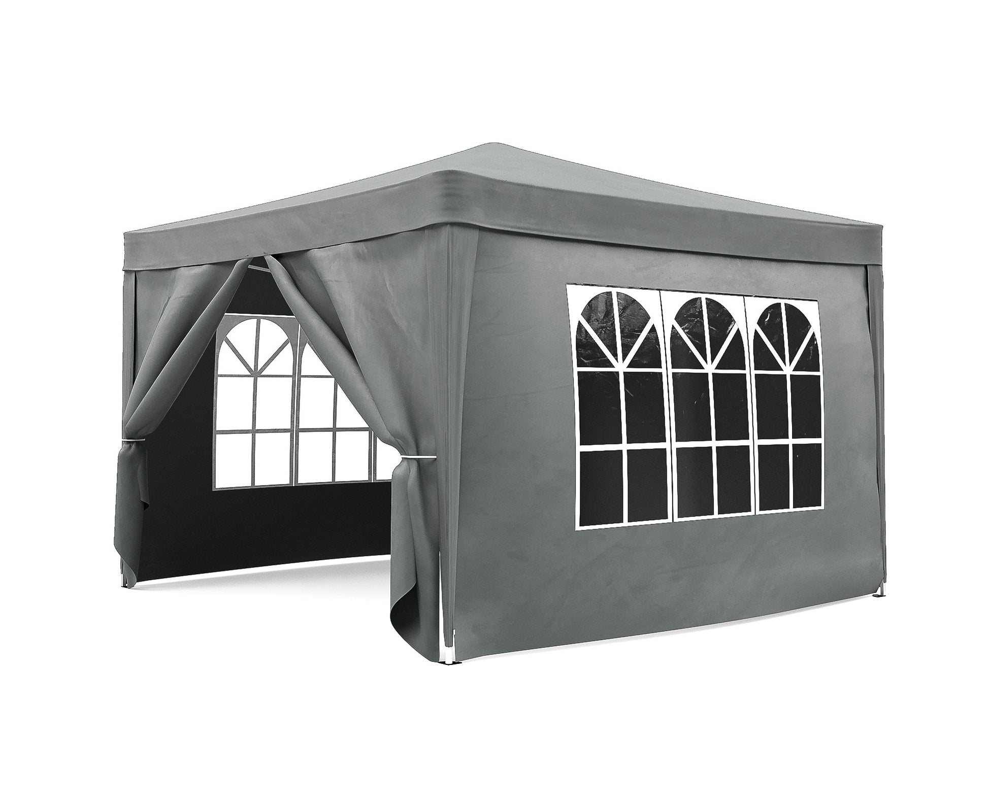 3X3 Pop up Marquee Outdoor Waterproof Canopy Tent Portable Gazebo with 4 Side Walls Shelter Grey